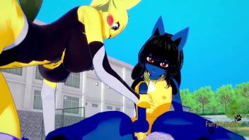 Pokemon Hentai Furry Yiff 3D - Lucario x Pikachu hard sex - Japanese asian manga anime game porn animation